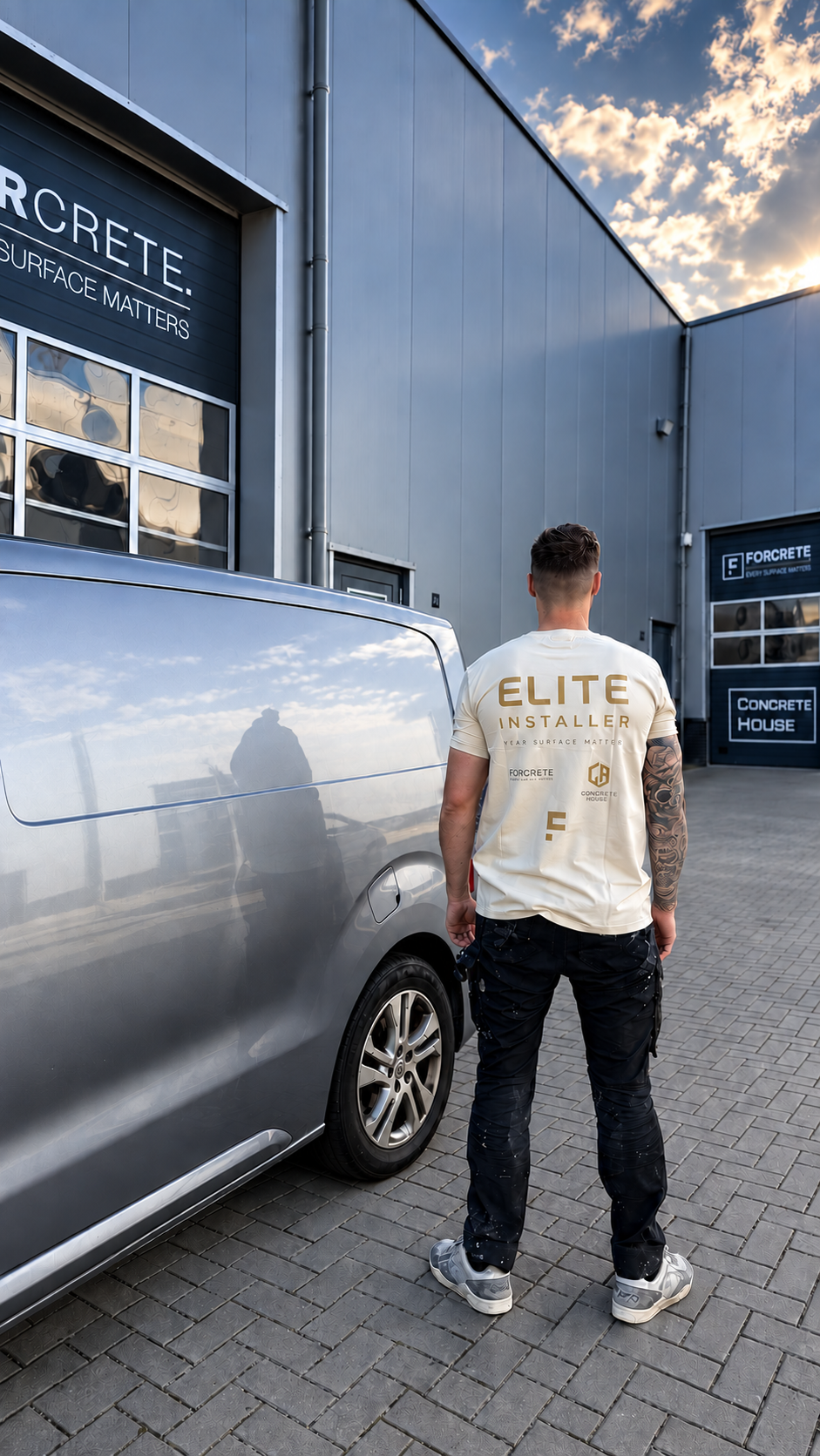Forcrete installer beside his van at Forcrete premises